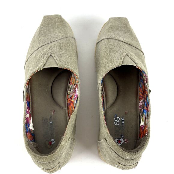 Skechers BOBS Memory foam Light Beige Canvas Slip on Shoes Womens SZ 9.5 - Picture 7 of 15